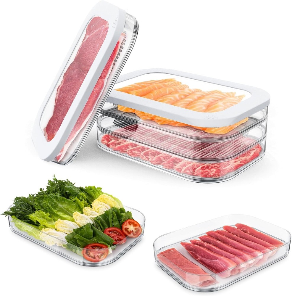 6 Pcs Deli Meat Container Fridge Stackable Bacon Lunch Meat Container