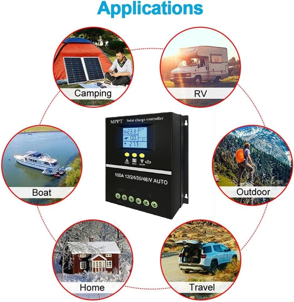 High Efficiency 100A MPPT Solar Charge Controller with Safety Features - 12V-48V