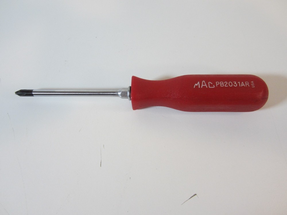 MAC TOOLS PB2031AR #1-Phillips x 3" screwdriver Red Hard Handle **NEW**
