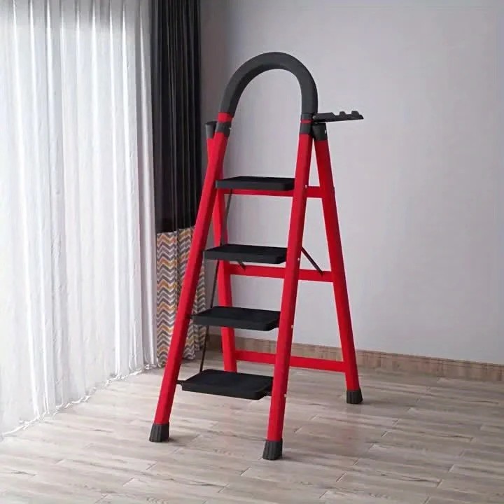 3 Step stool Ladder with Handrails 330 lbs folding Attachable Tool