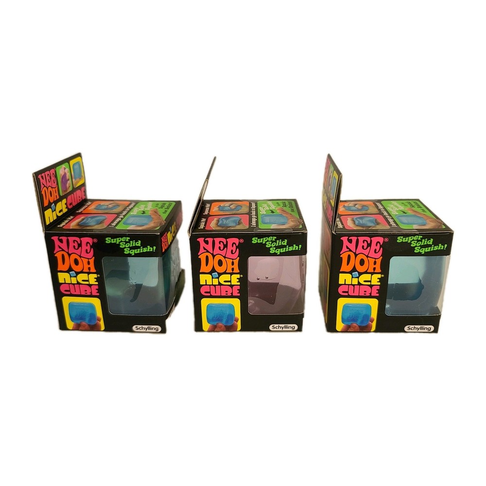 Nee Doh Nice Cube Schylling Super Solid Squish Toy Blue Purple