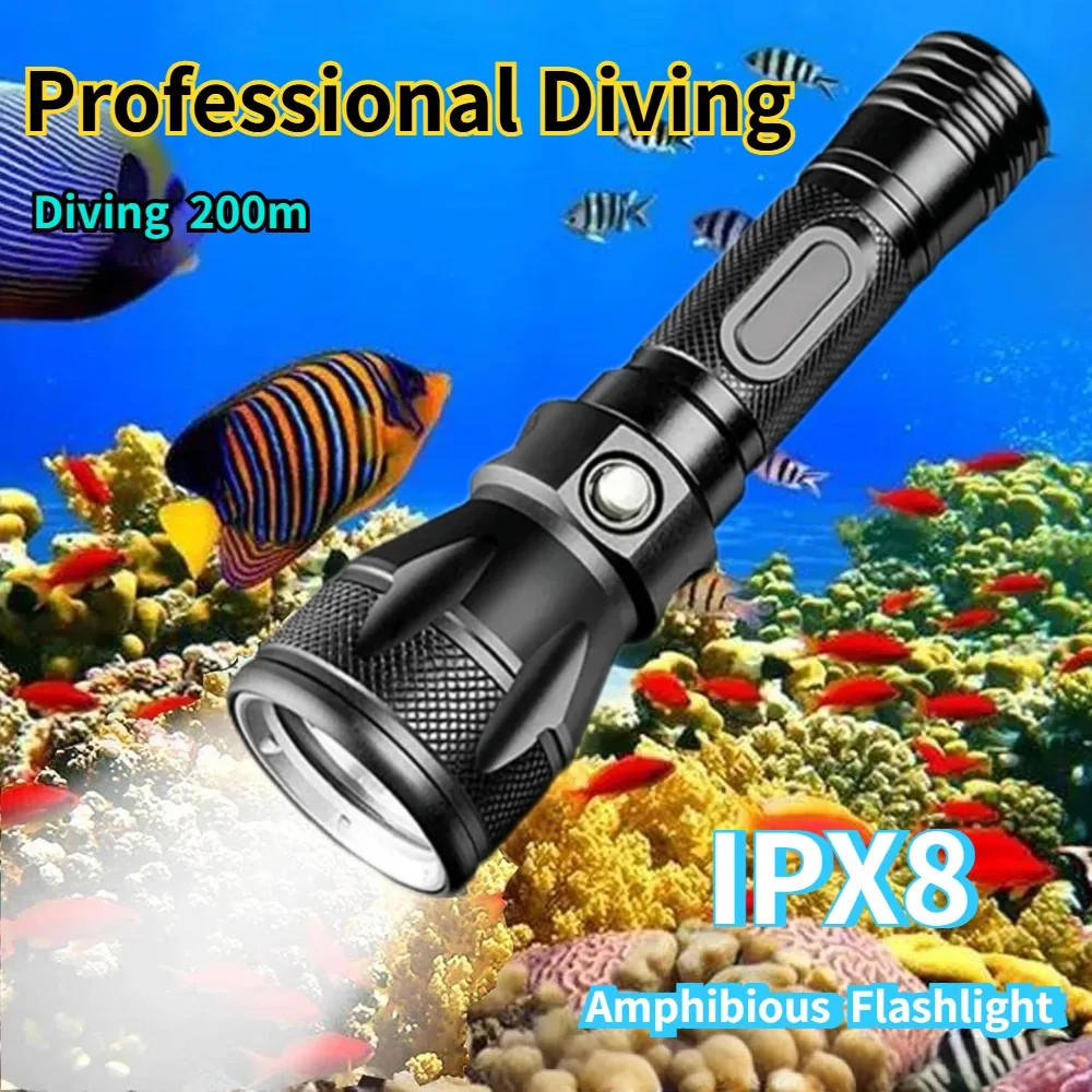 Professional LED Scuba Diving Flashlight Underwater Waterproof Dive Light Torch