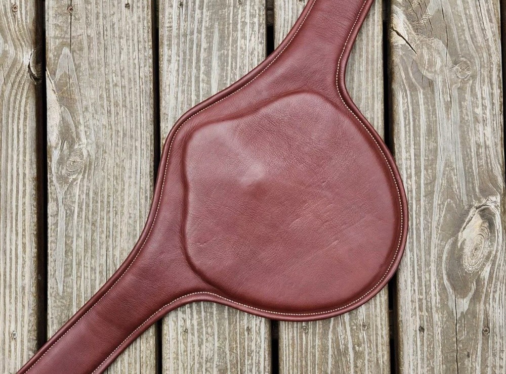 Devoucoux Medium Brown Padded Belly Guard Stud Jump Girth - Size 50"