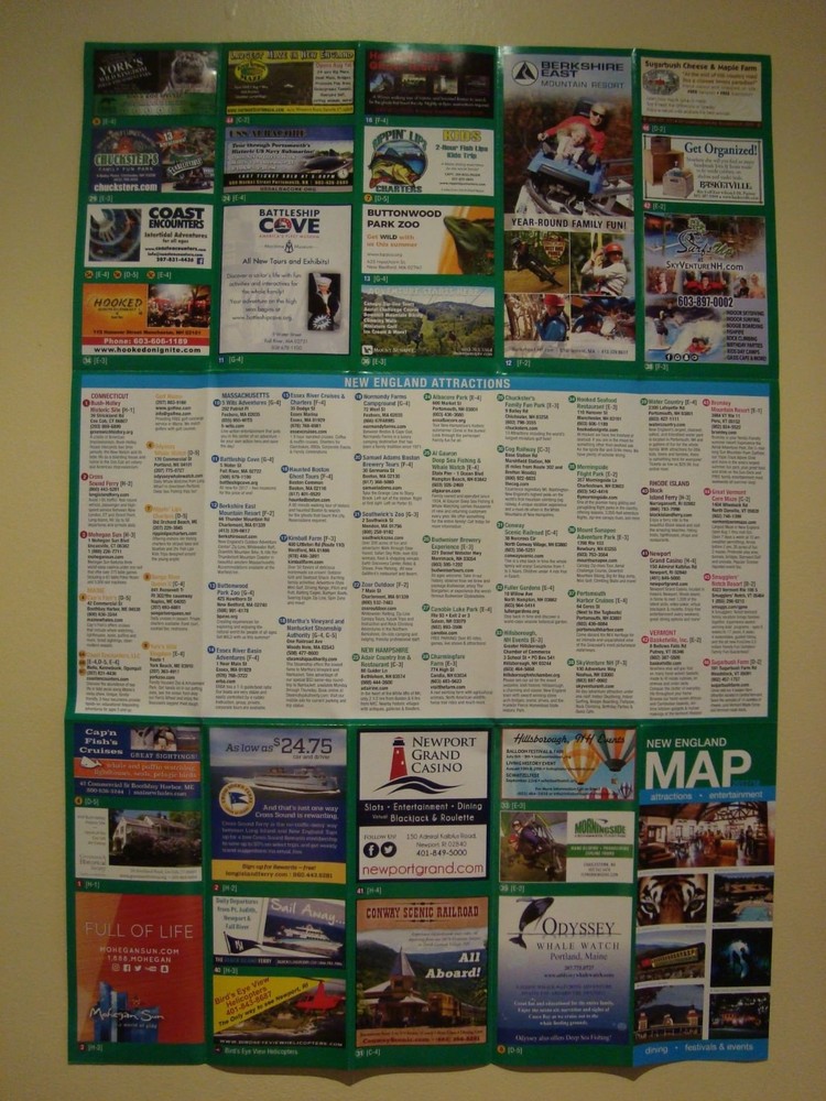 NEW ENGLAND MAP ATTRACTIONS & ENTERTAINMENT 2017 2018