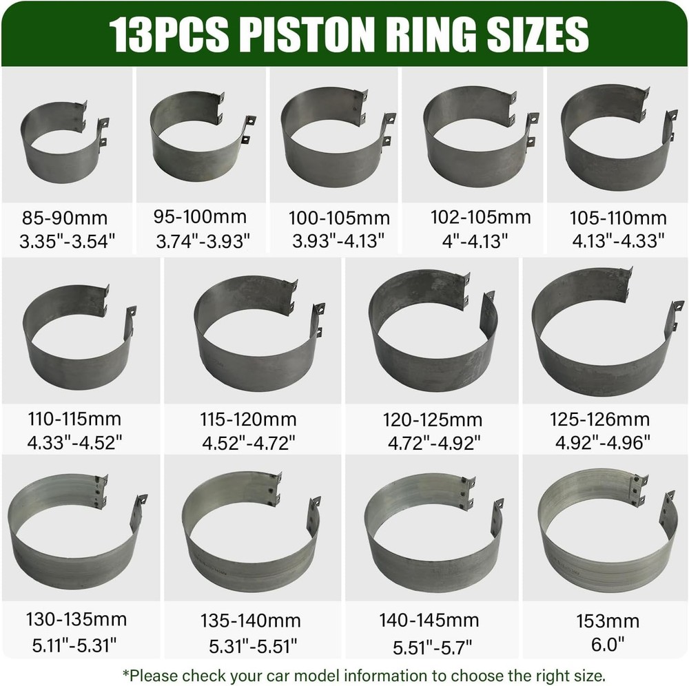 Auto Engine Piston Ring Compressor Tool Set, 13 Piston Rings(85-153Mm) with Pist