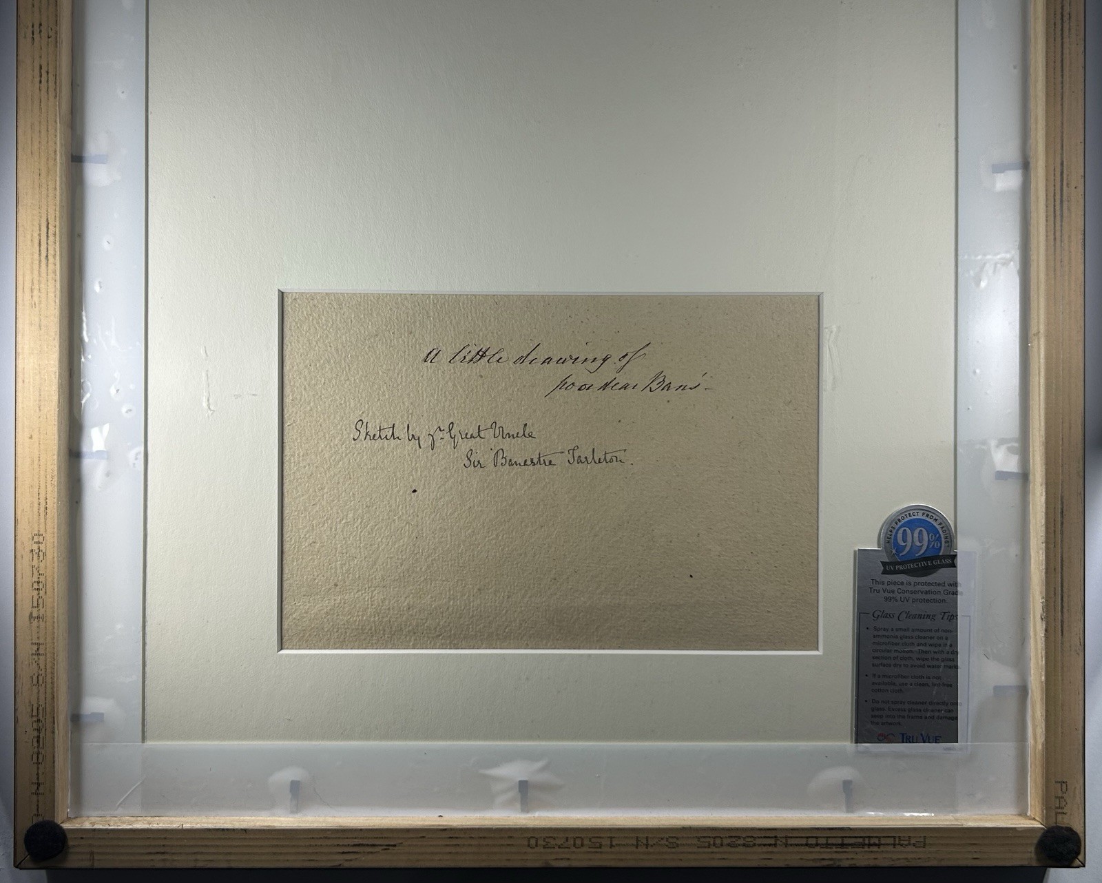 Sketch Hand-Drawn & Signed by Banastre Tarleton British Leader at Battle Cowpens