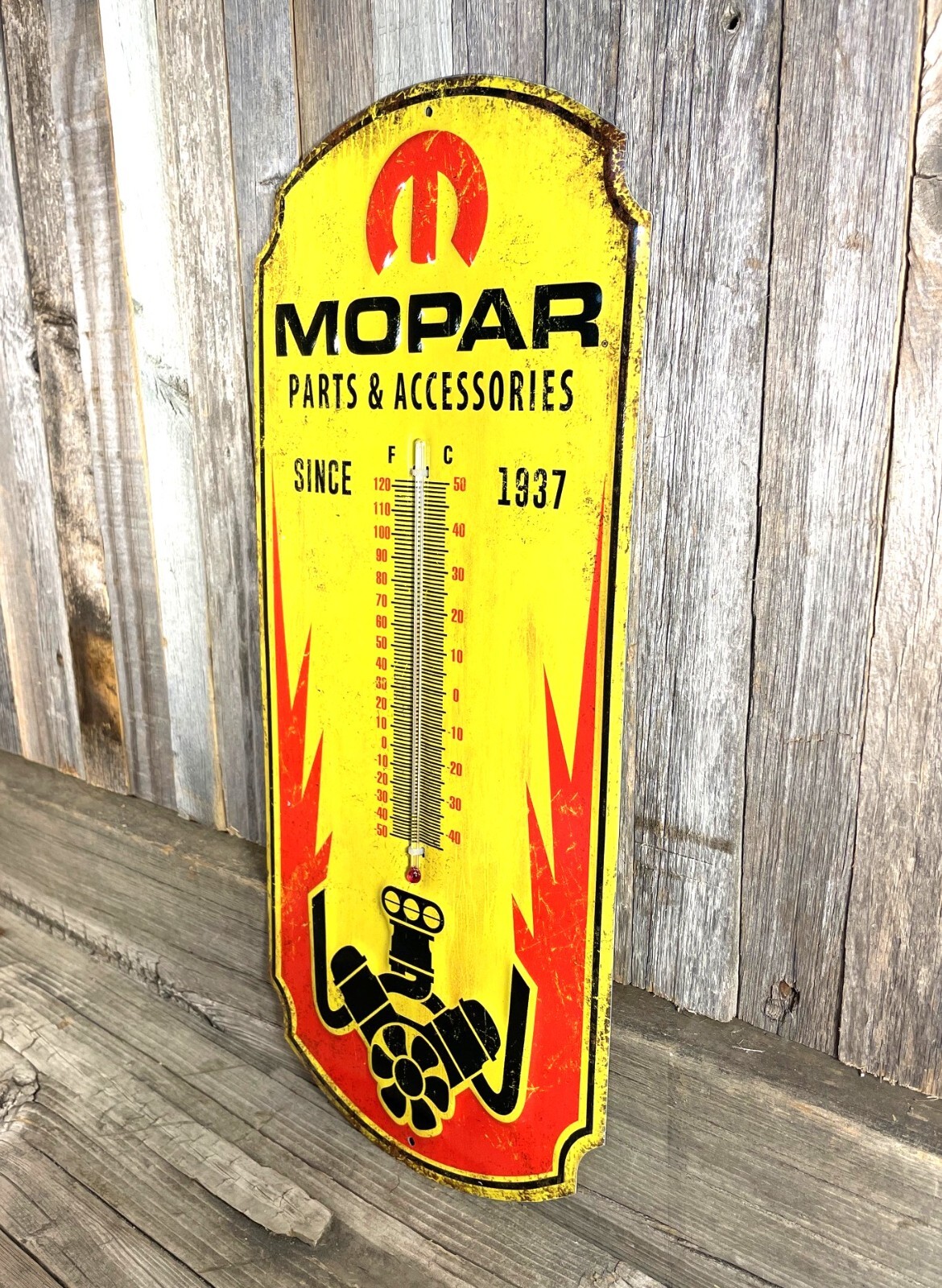 Mopar Parts Thermometer 17" Metal Aluminum Sign Charger Challenger Garage New