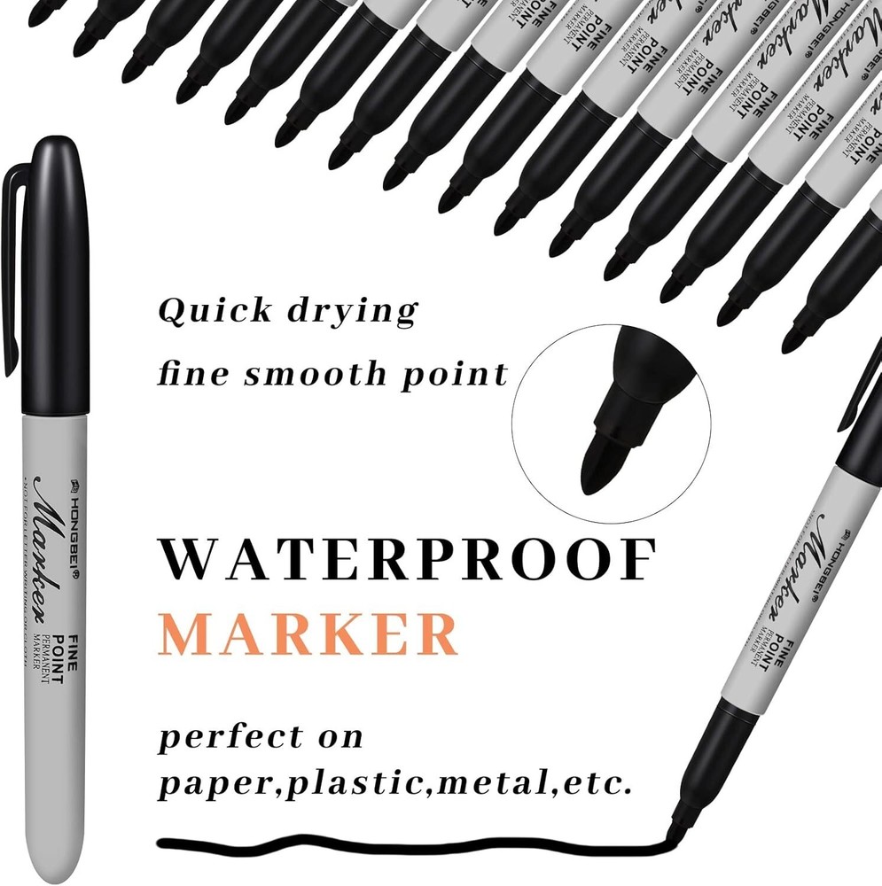 500 Pack Permanent Markers Bulk Black Permanent Marker Set Fine Point Marker ...