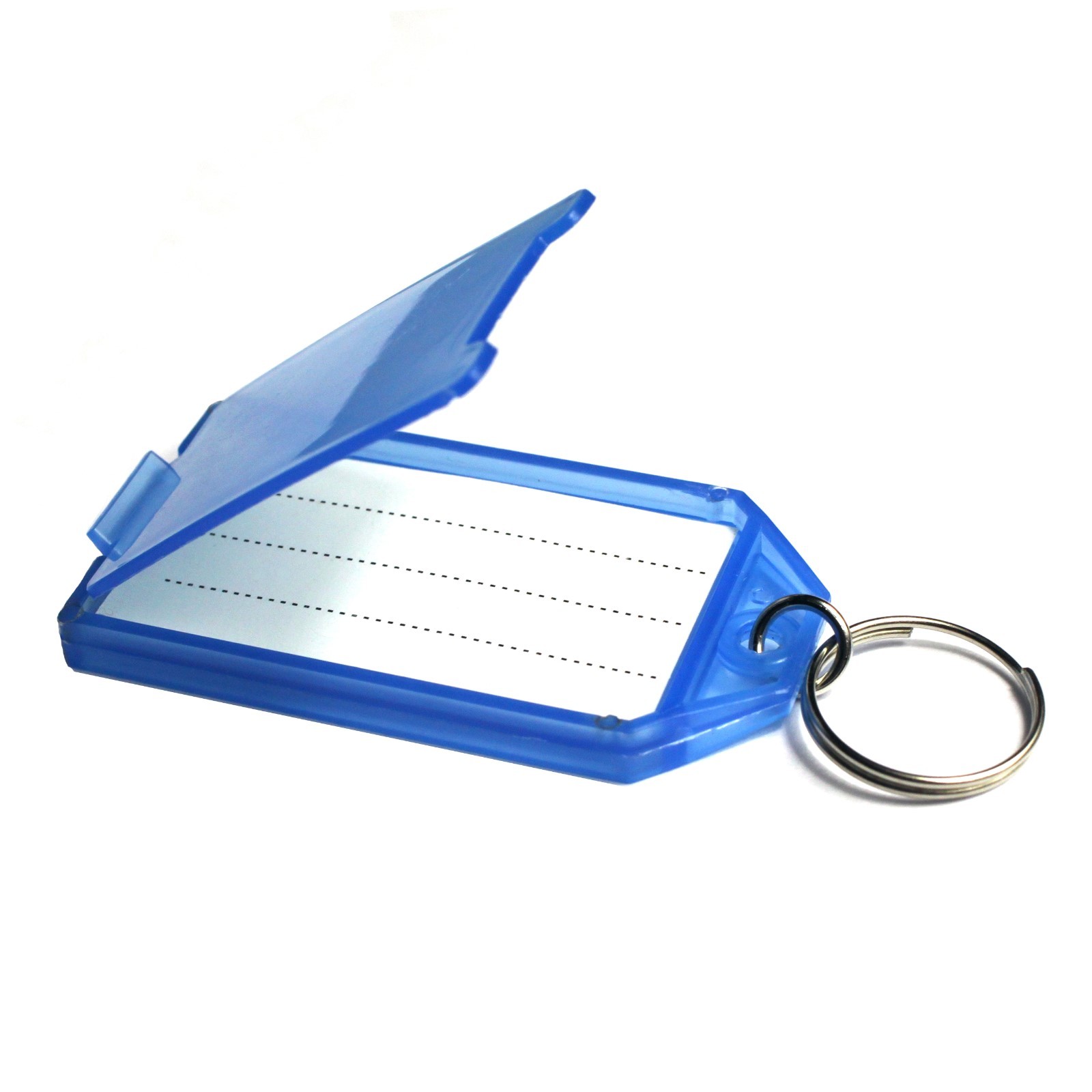 50pack Tough Plastic Key Tags w/ Split Ring Label Window Coded ID Luggage Tags