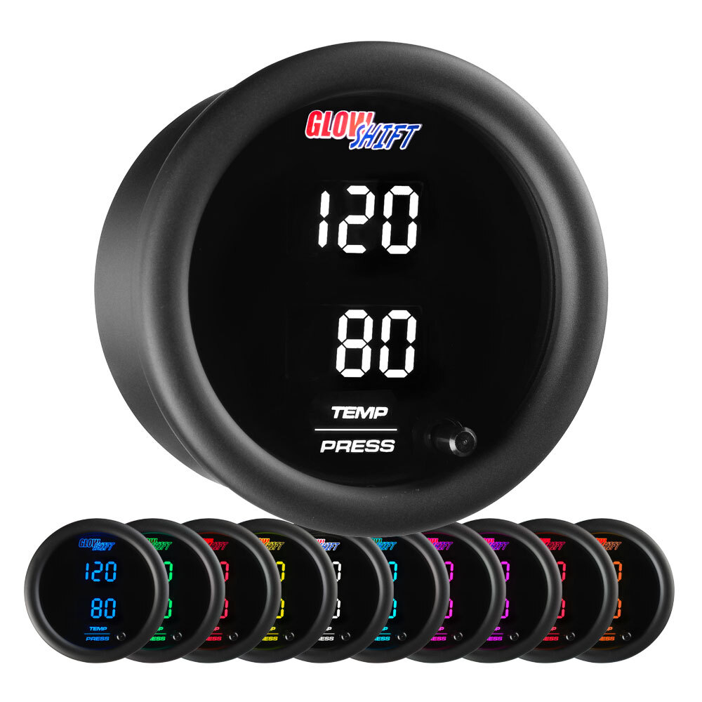 GlowShift 10 Color Digital Dual Temperature & Pressure Combo Gauge
