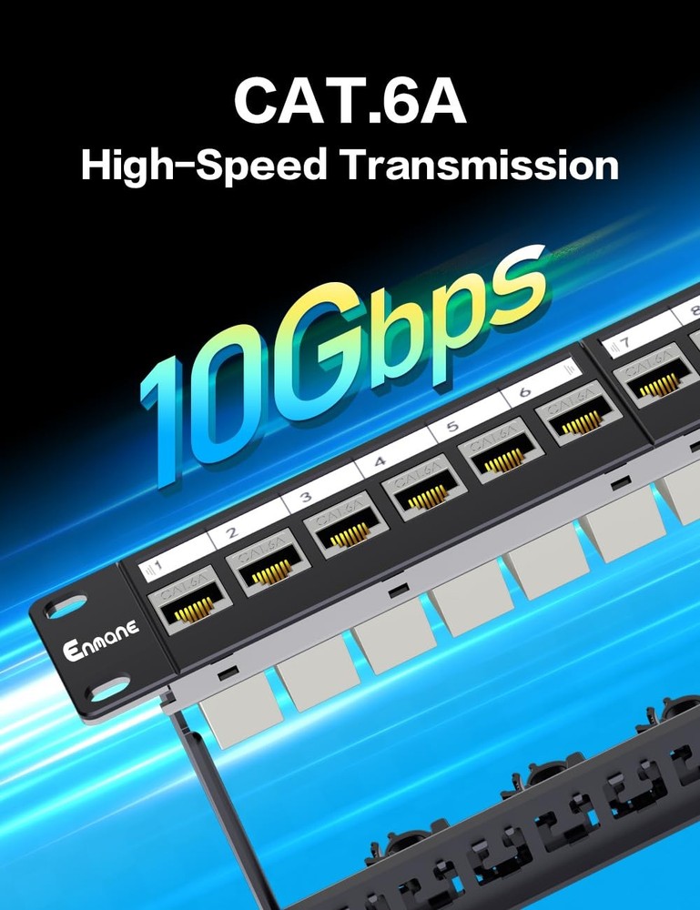 12Port Cat6A Shielded Keystone Patch Panel Fits 10Inch Rackmount