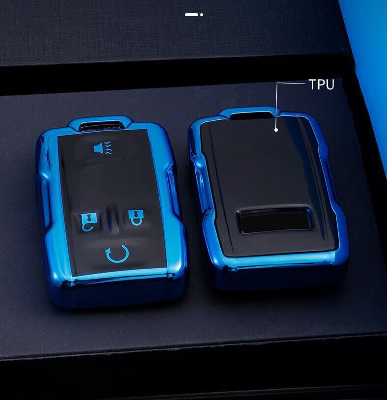 Remote Key Fob Cover Case Holder Chain for Chevrolet Suburban GMC Yukon 4 Button