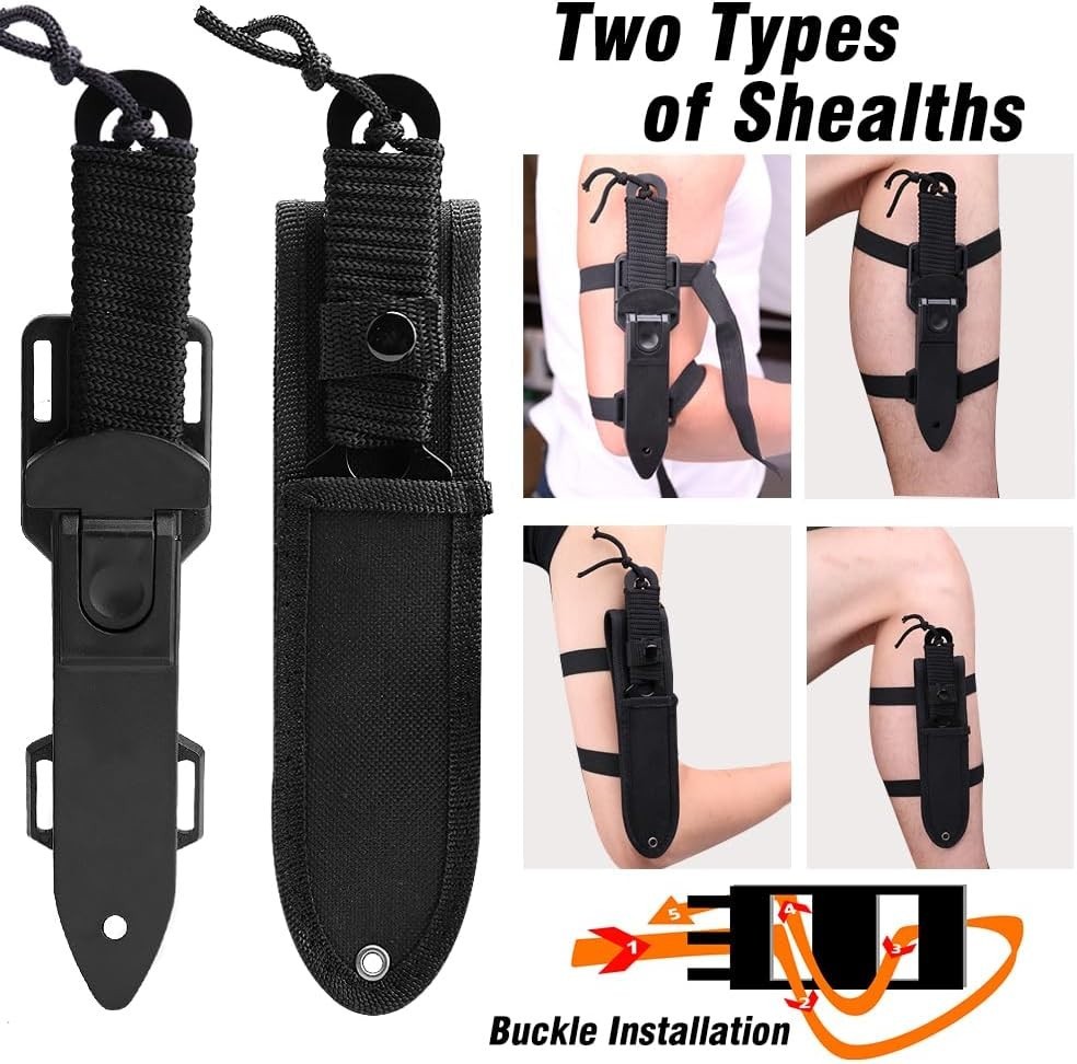 Cuchillo de buceo - Cuchillo de buceo con funda, 2 tipos de funda