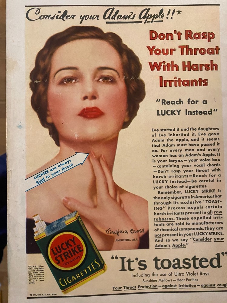 Lucky Strike Cigarettes, Luckies, Full Page Vintage Print Ad, aa