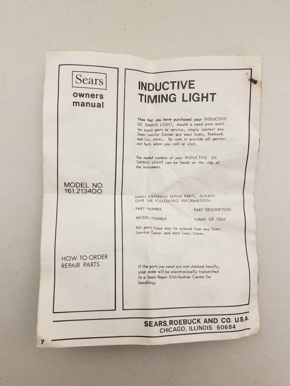 Vtg. Sears Craftsman Inductive Timing Light Gun 28-2134 w/Original Box UNTESTED