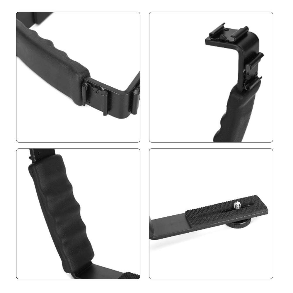 Dual Hot Shoe Flash Bracket Lightweight Durable Camera DV Microphone Mount