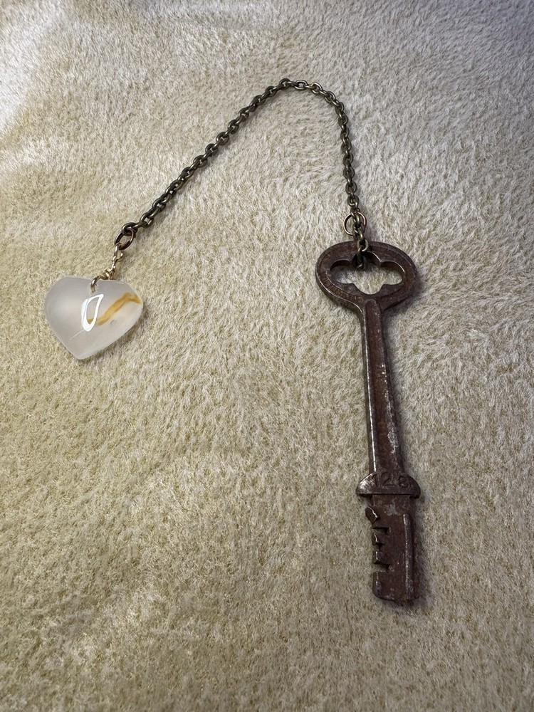 Carnelian Heart & Skeleton Key Pendulum – 10” Truth Divination Tool