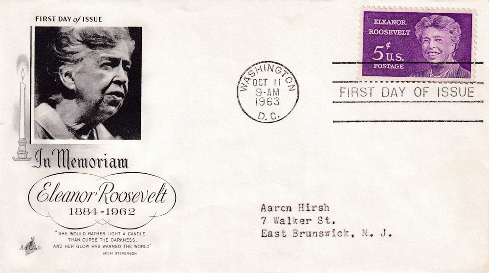 STAMP US SCOTT 1236 "Eleanor Roosevelt" 5 CENT 1963 FDC - A