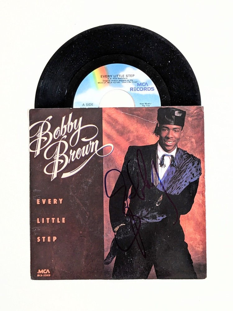 Bobby Brown SIGNED 7" RECORD SINGLE Every Little Step AUTOGRAPH coa