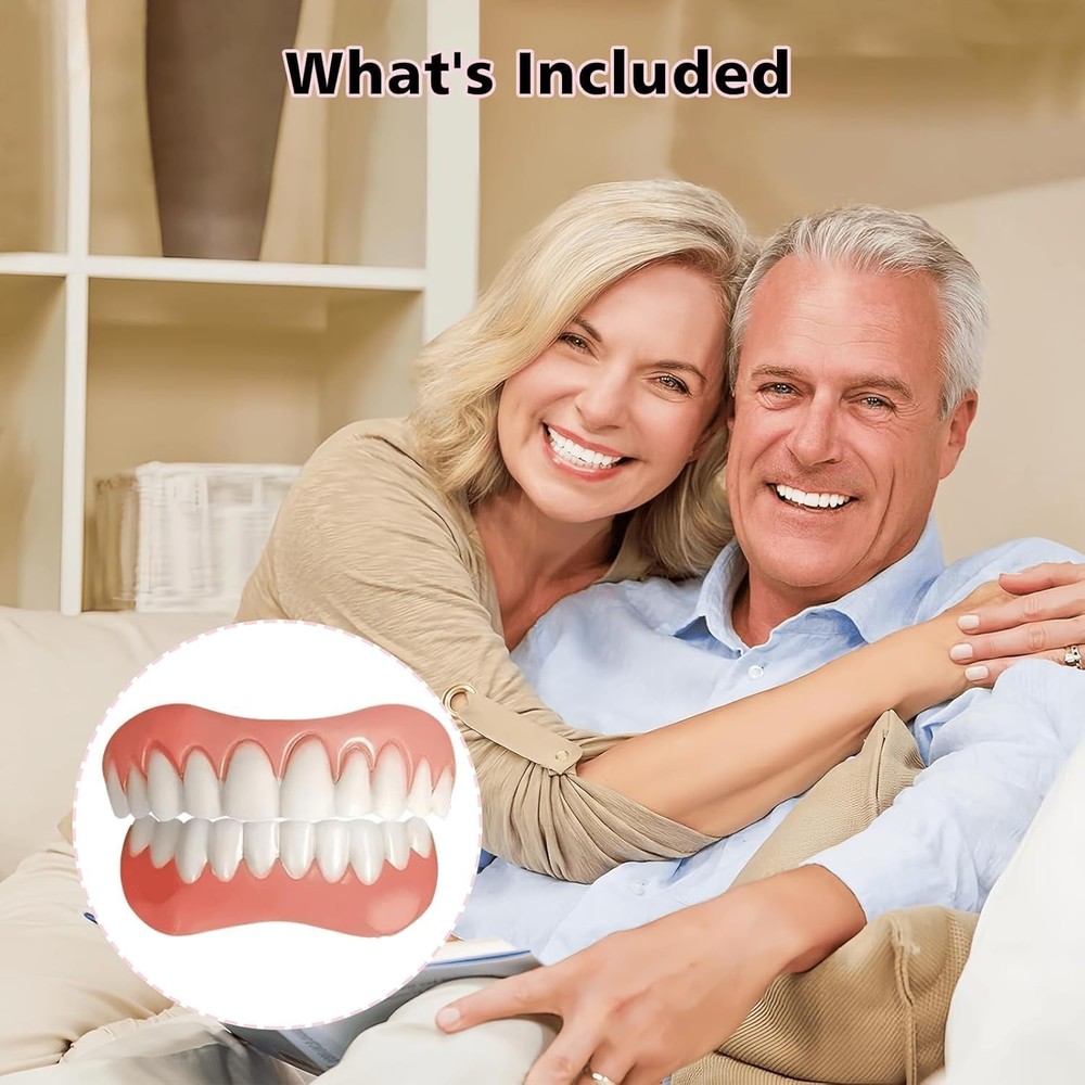 Silicone Reline Denture Set for Upper and Lower Teeth, Soft Comfortable Veneers