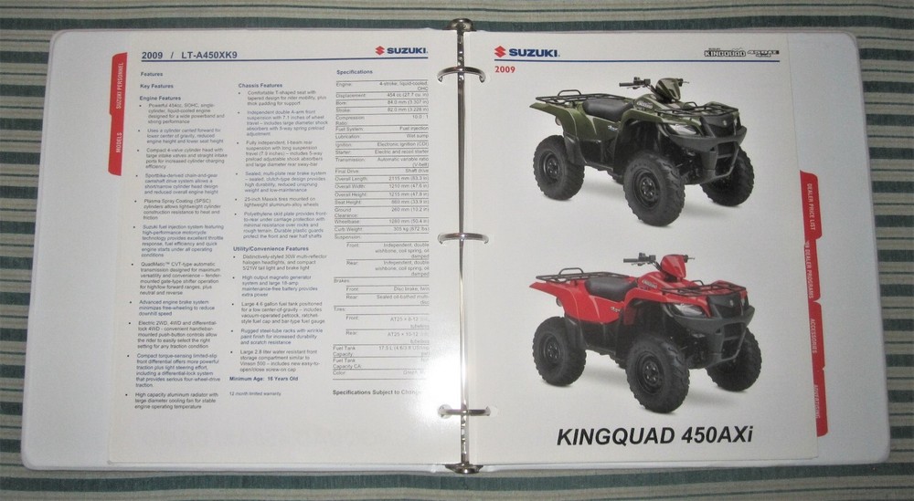 2009 SUZUKI Catalog Early Release Models & Programs for Motorcycles & Quads