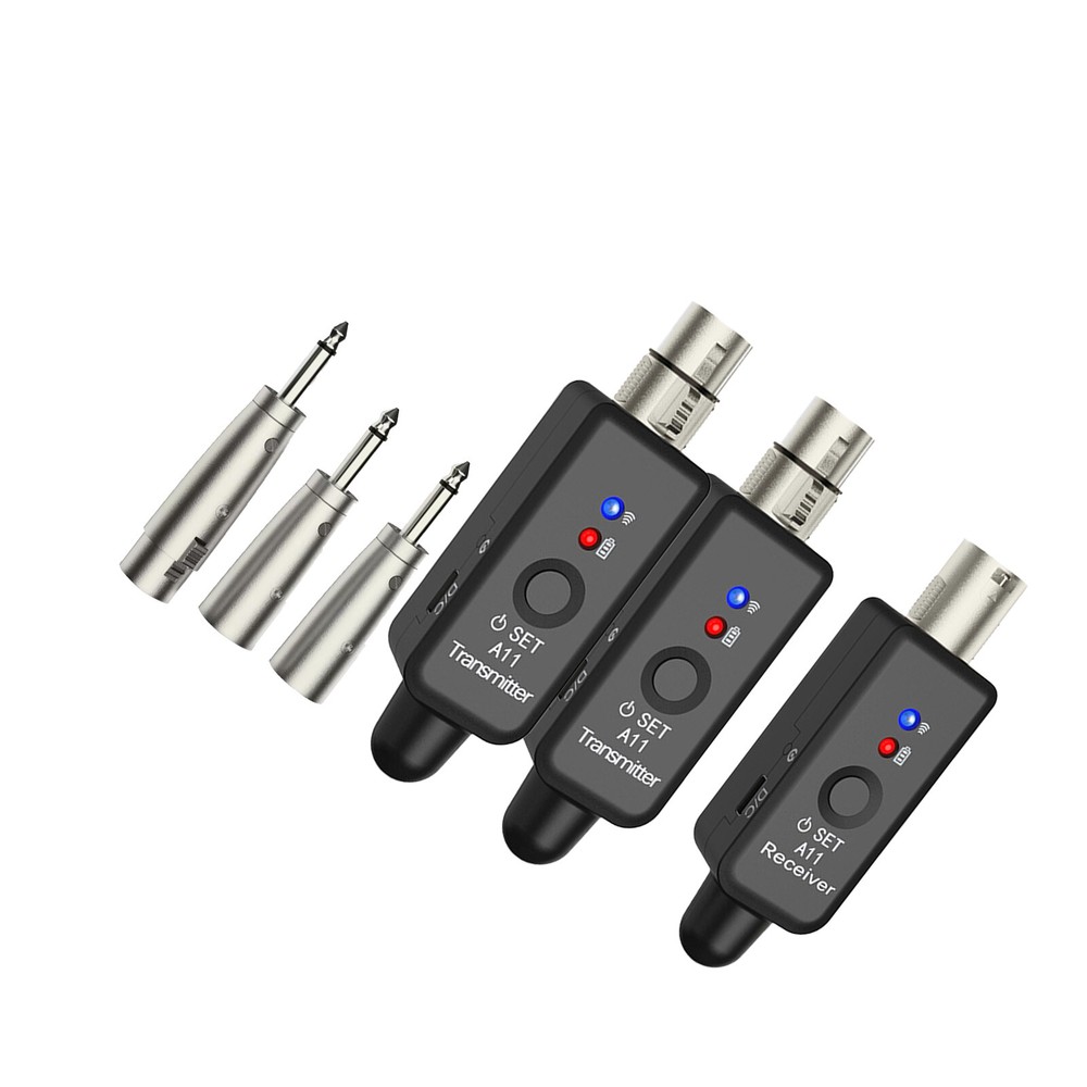 Wireless Microphone System XLR Transmitter Receiver Rechargeable Speaker Adapter