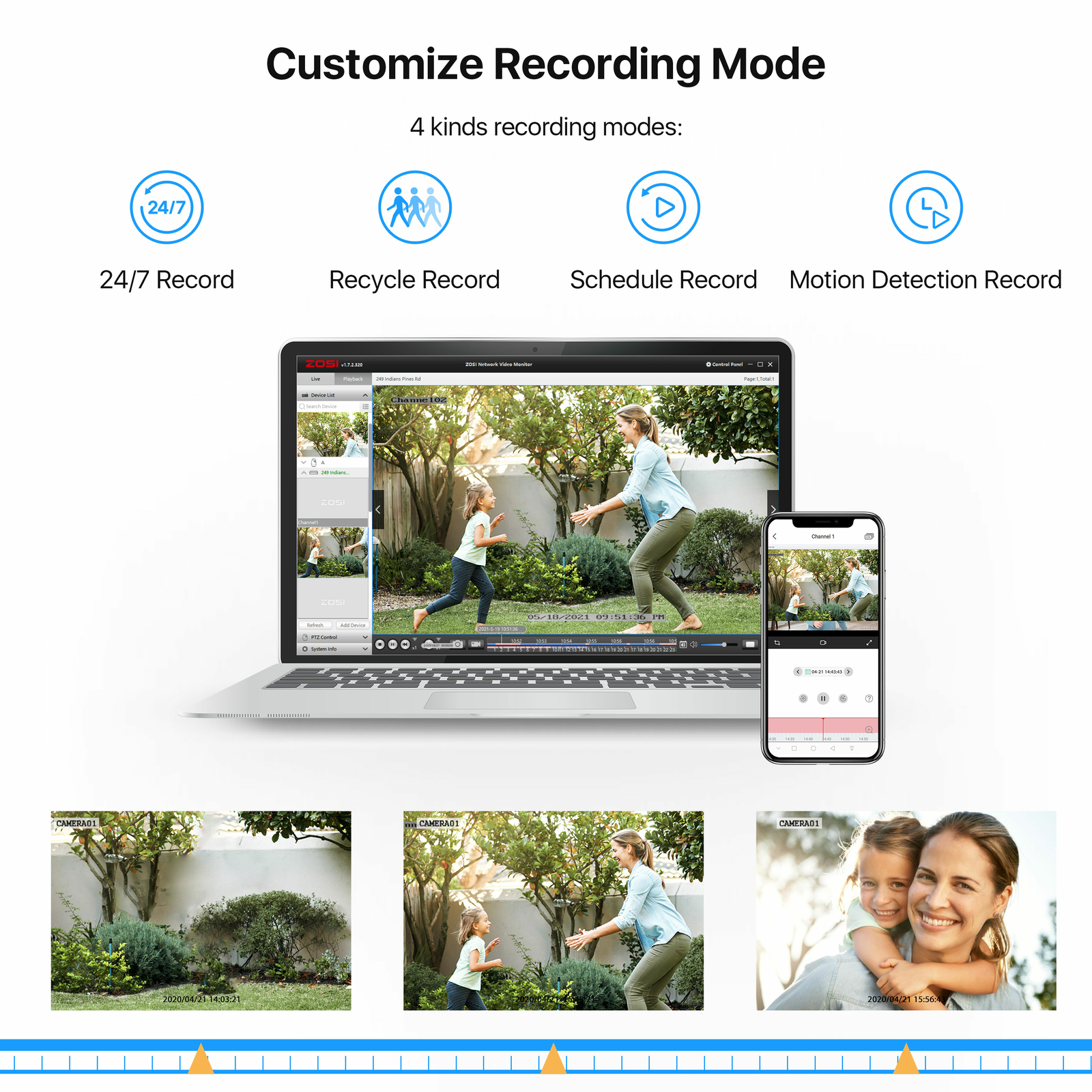 ZOSI 8CH 5MP Lite DVR 1080P Outdoor CCTV Security Camera System Kit Night Vision