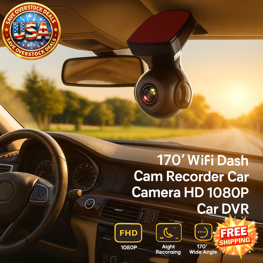 170° WiFi Dash Cam 1080P Car Camera with G-Sensor & Loop Recording