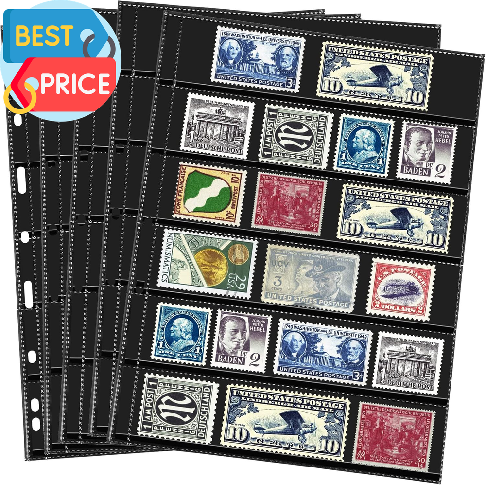 20 Sheets Stamp Pages Collector Stamp Collecting Album Binder Standard 9 Hole