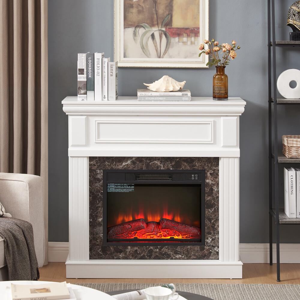 Electric Fireplace with Mantel with 23" Fireplace Insert, Adjustable Flame