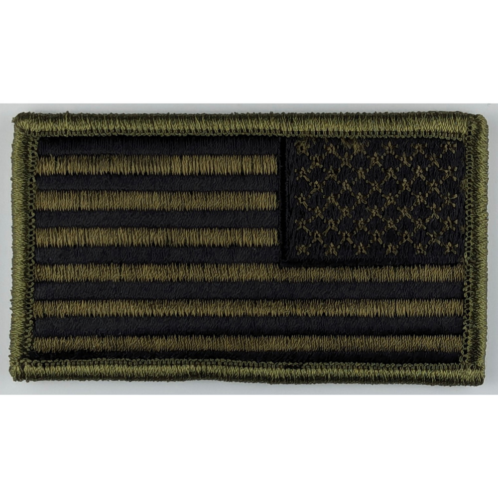 Reverse American Flag Patch - Subdued Olive Drab OD Green - Hook Tactical Patch