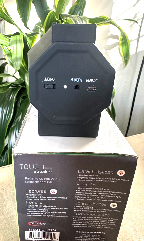 Tectron #HT707 Black Touch Speaker Rechargeable No Cables No Pairing EUC