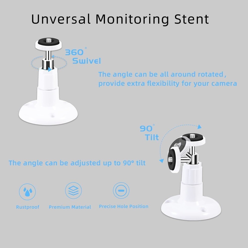 2pcs Universal Wall Mount Bracket for Security Camera with 1/4" Screw Connector