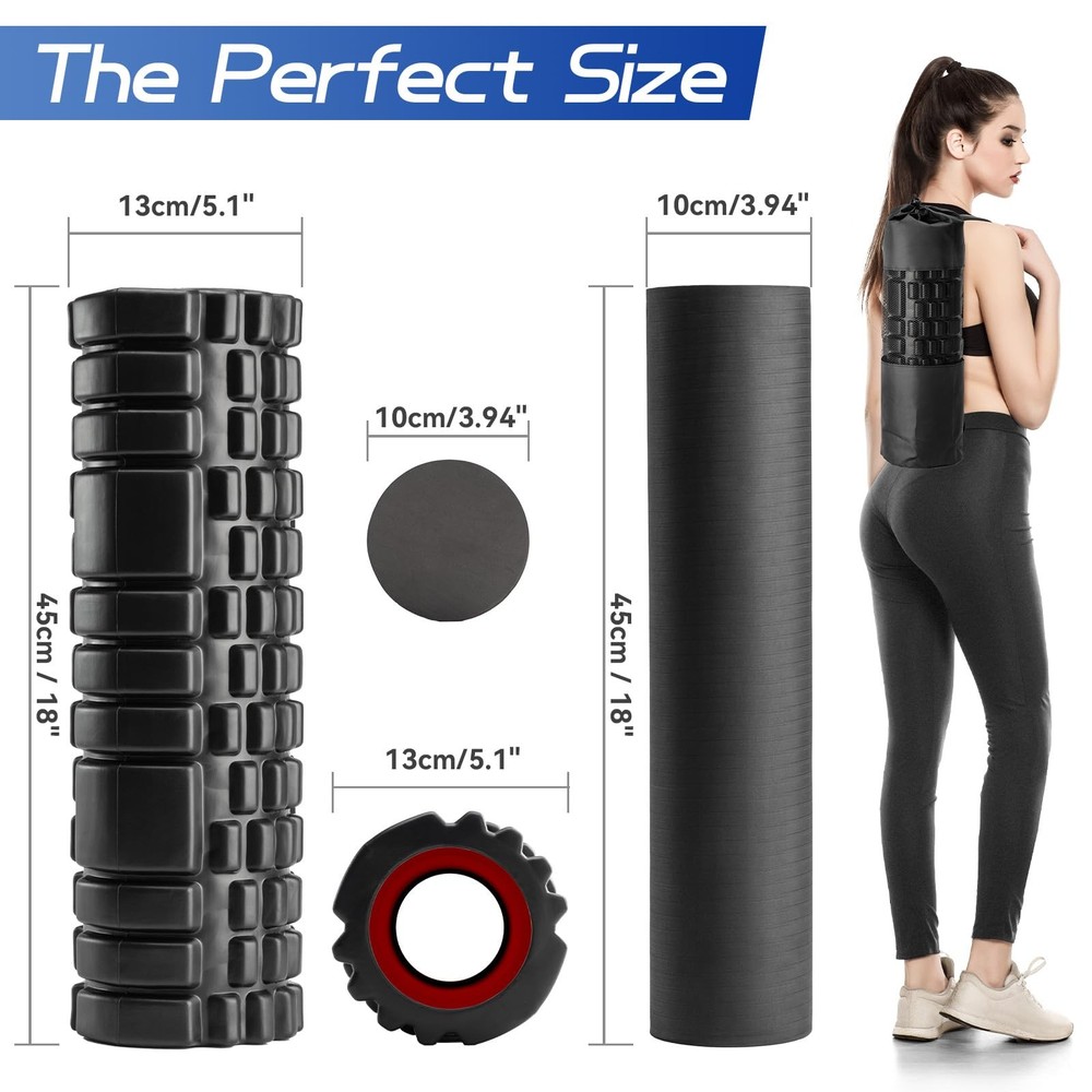 Foam Roller High Density Set for Deep Tissue Muscle Massage, 18" Trigger Point