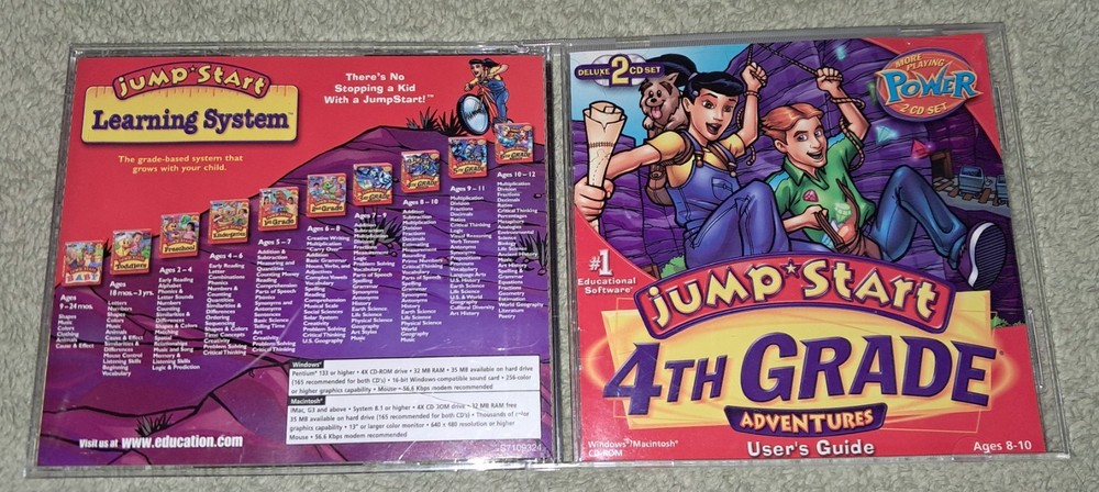 Jump Start 4th Grade Adventures PC/Computer Software 2 Disc Deluxe Power Knowled