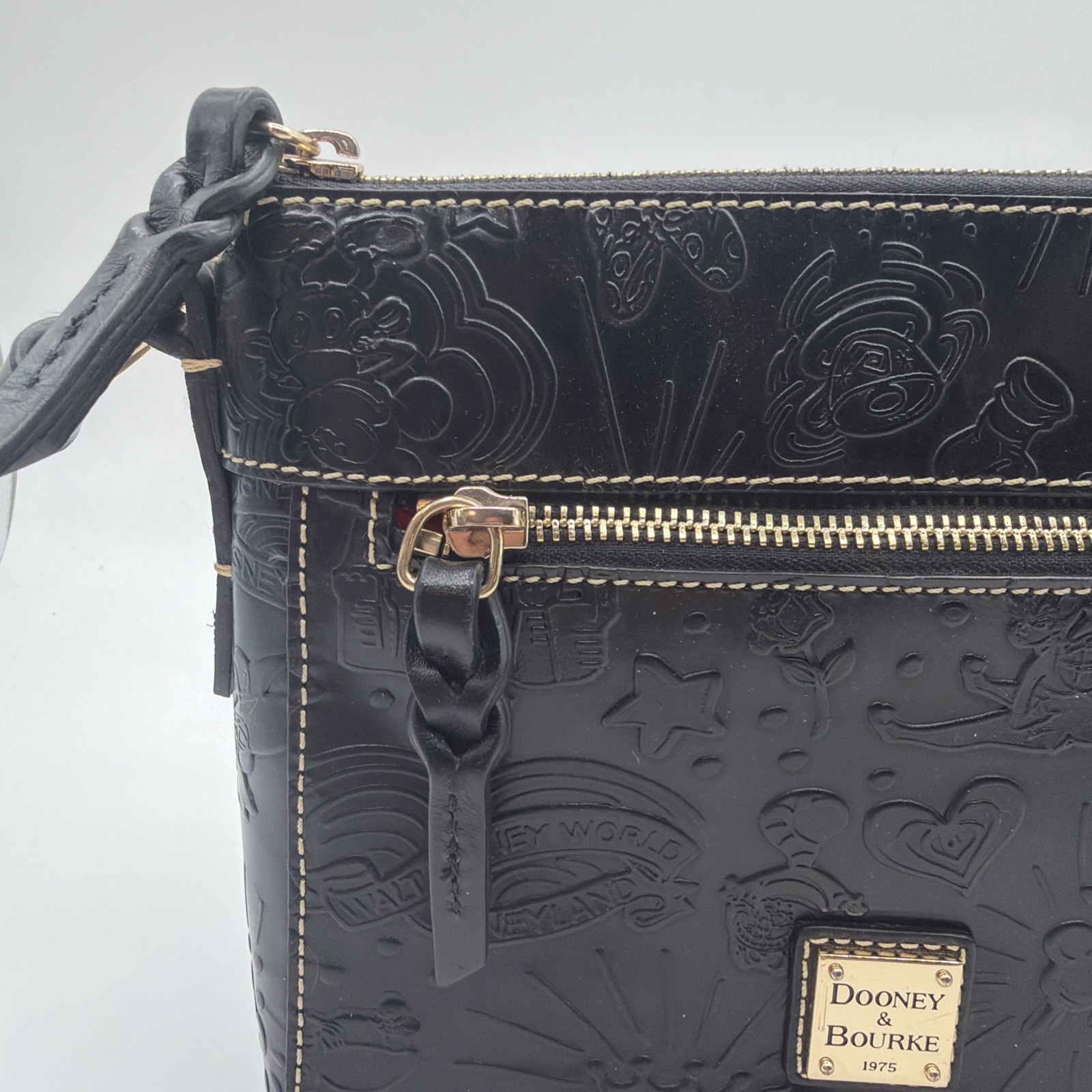 Disney Dooney & Bourke Leather Sketch Allison Crossbody Embossed All Black