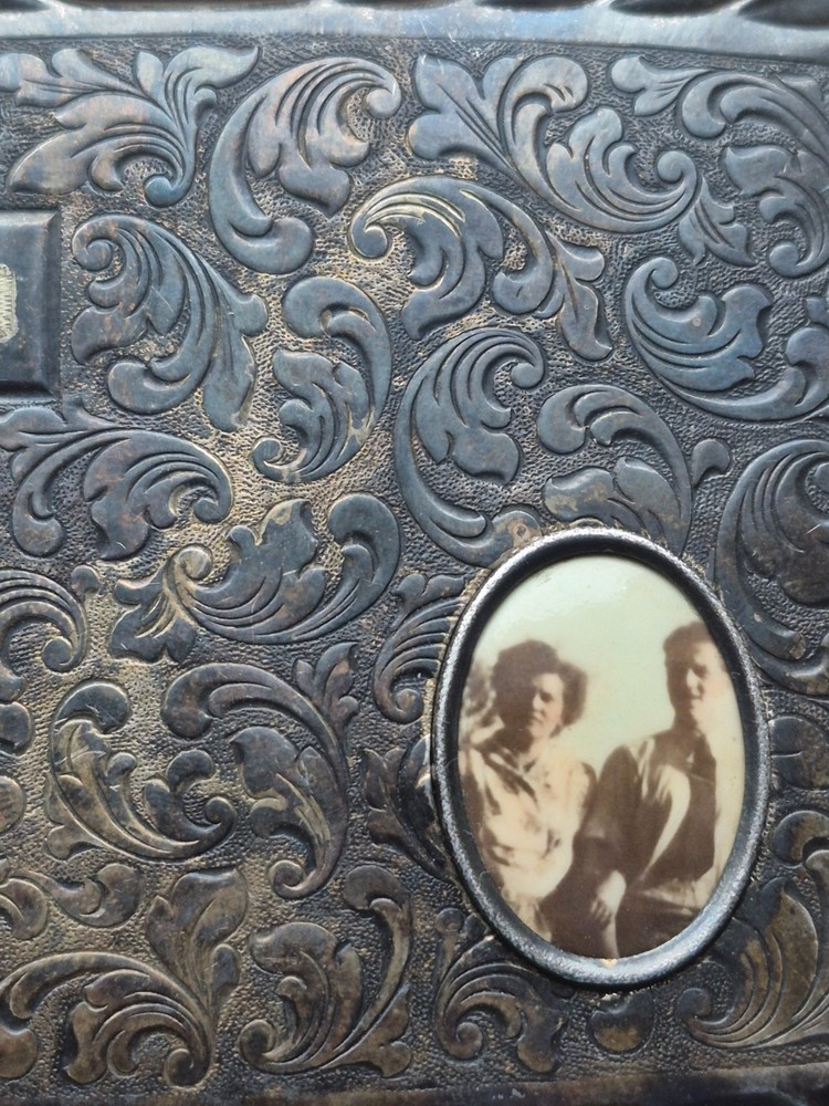 Vintage Alpacca Silver Monogrammed Cigarette Box Case