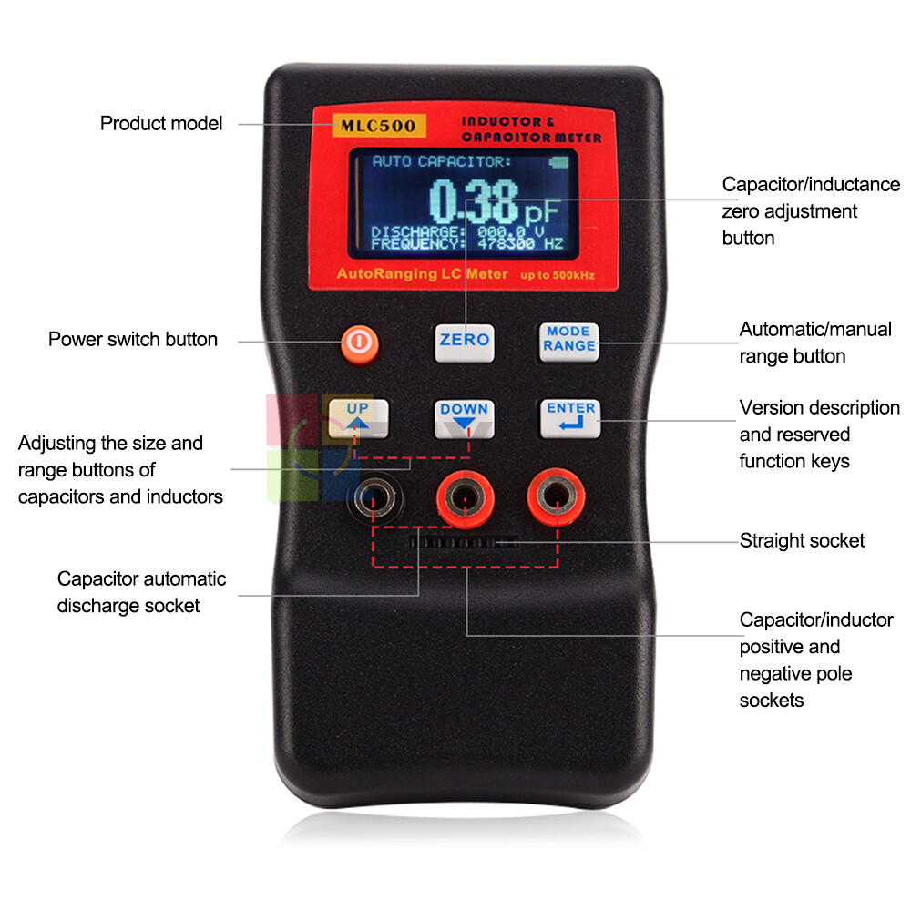MLC500 High Precision Digital Auto-Range Capacitance Inductance Meter Anti-burn