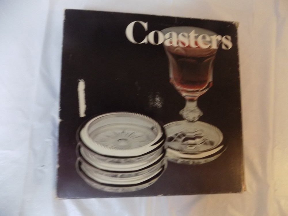 4pc Coaster set Leonard Silver MFG 1980 Coasters still in plastic