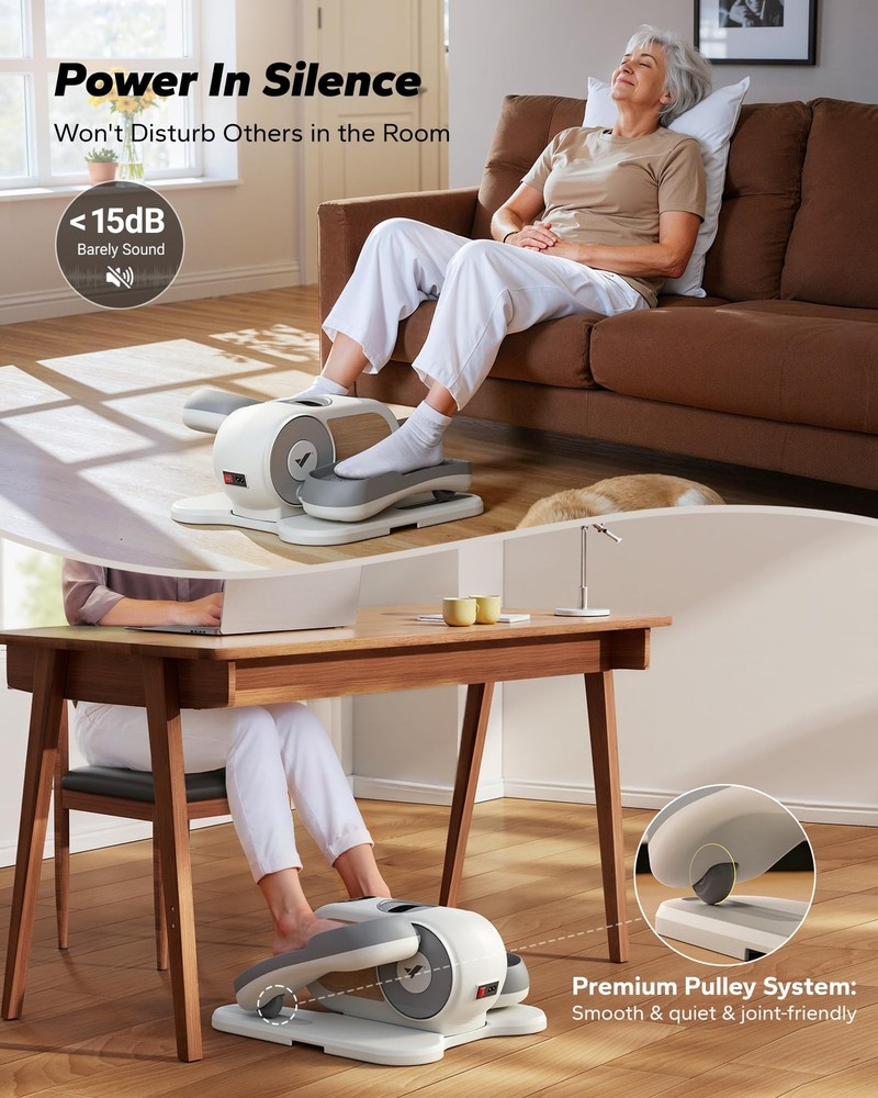MERACH Under Desk Elliptical Machine, Leg Exerciser While Sitting for White
