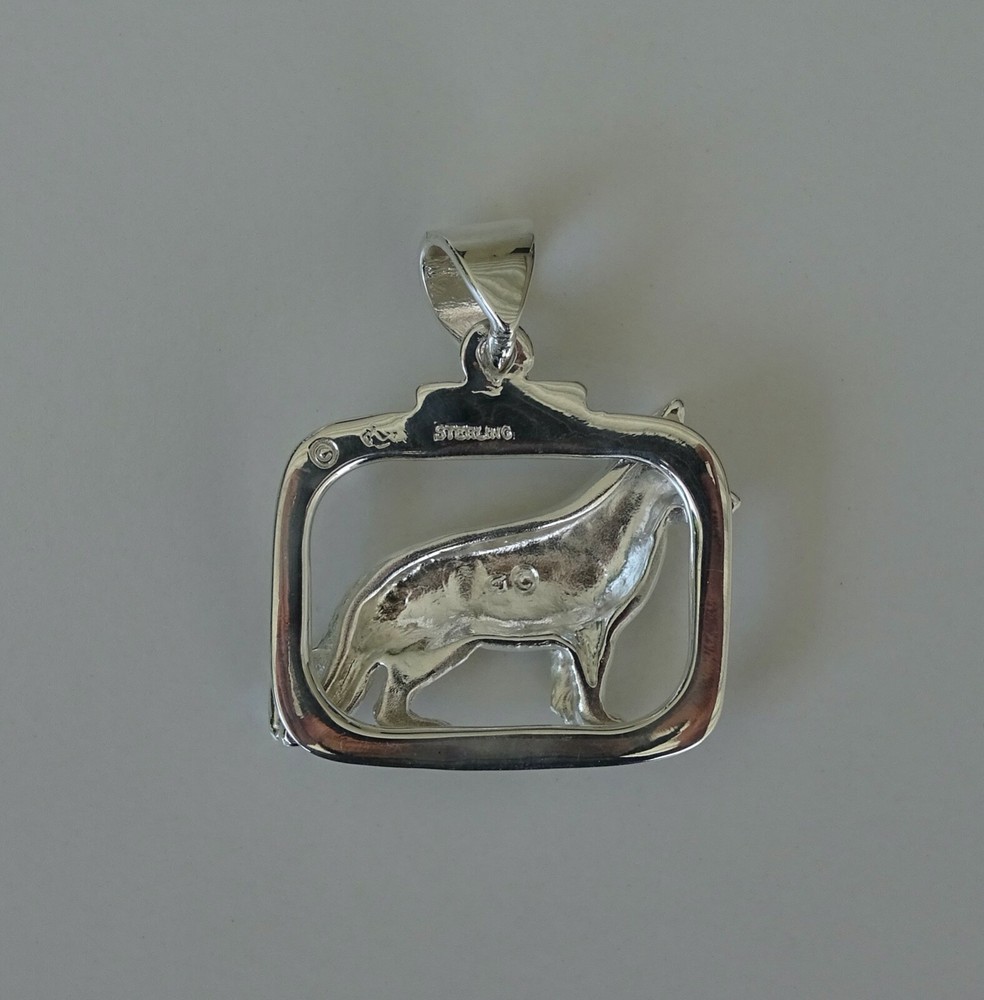 Large Sterling Silver German Shepherd Dog Standing Study