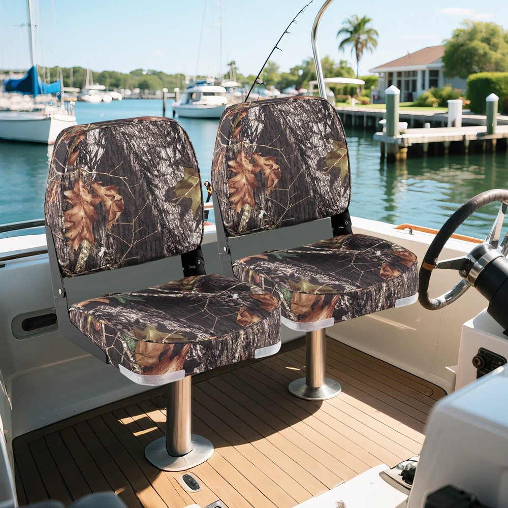 2-Pack Folding Boat Seats w/ Thick Sponge Padding Fixing Bolts Hinges