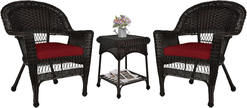 Outdoor Espresso Wicker End Table