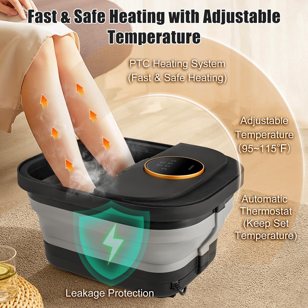 Foot Spa Bath Massager with Heat, Bubble, Temperature Control, Remote Control...