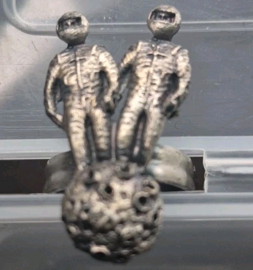 Unique statement Adjustable ring featuring two Astronauts, standing on The Moon