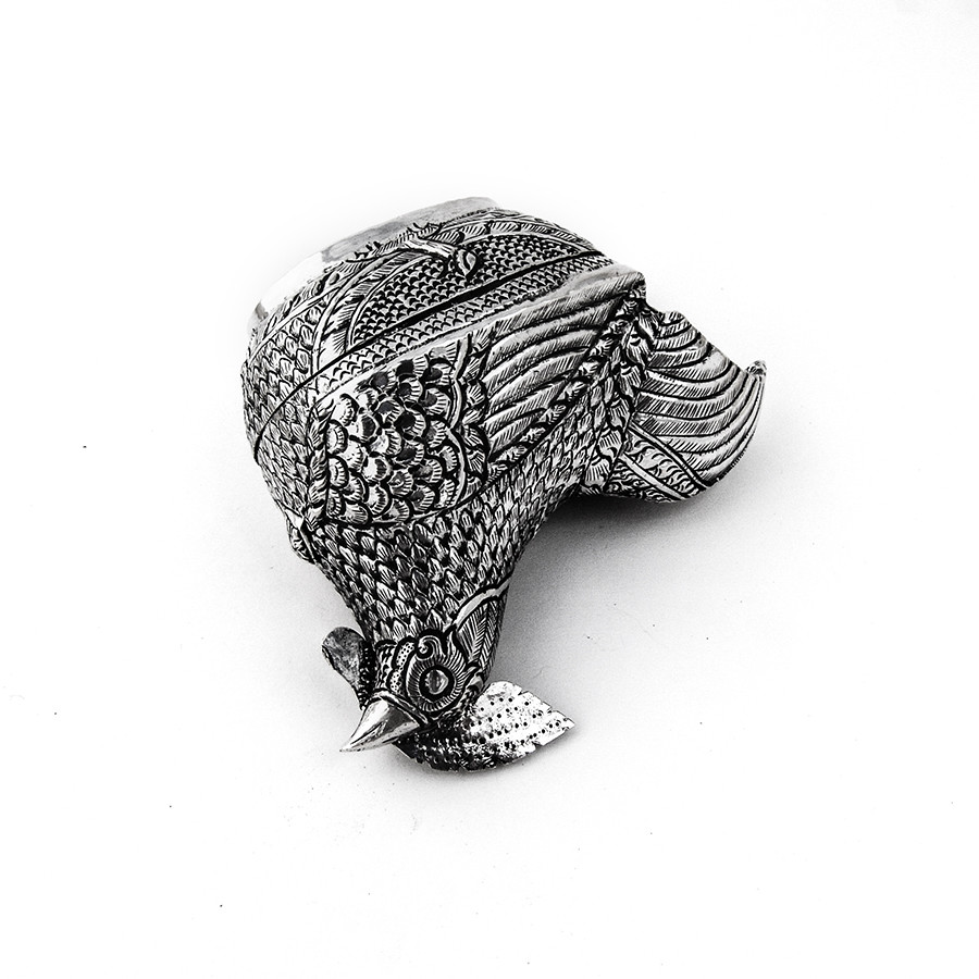 Figural Chicken Rooster Box 900 Silver