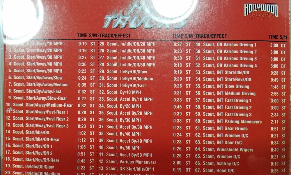 SFX HOLLYWOOD EDGE LIBRARY HOT TRUCKS SOUND EFFECTS SAMPLES 5 CD'S SET PETERBILT