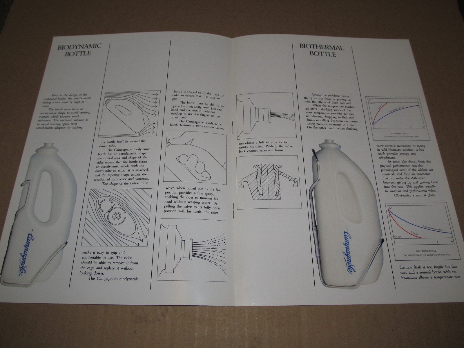 Campagnolo Biodynamic & Biothermal Aerodynamic Water Bottle Brochure 1980's