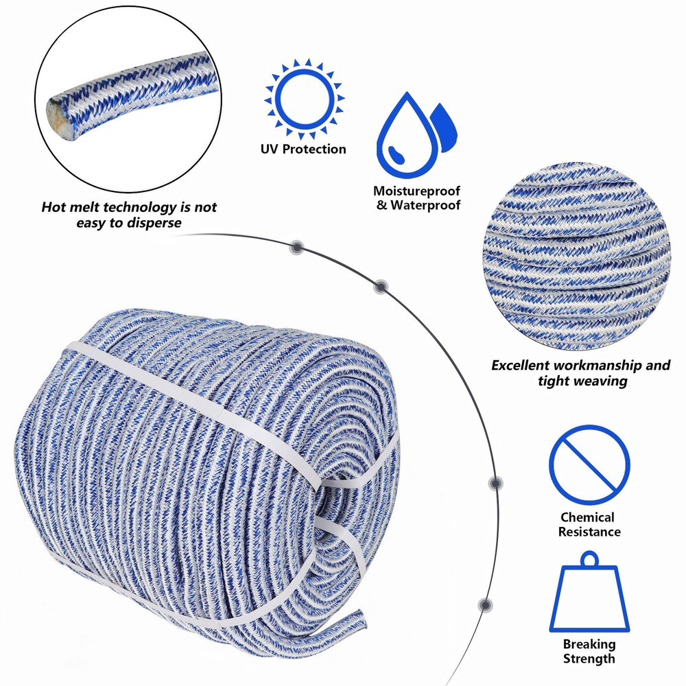 3/4" × 200' 24 Strand Braid Polyester Rope Arborist Tree Rope 20000Lbs