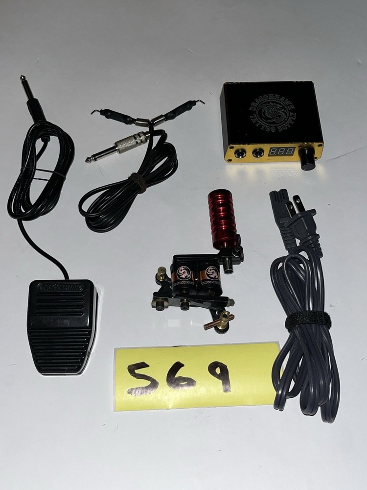 Dragonhawk Tattoo Gun Variable Foot Speed Throttle Controller Power Supply Cords